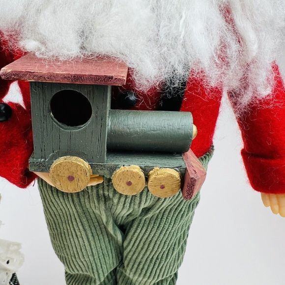 Vintage Christmas Carolers Woman with Tray of Cinn Rolls & Santa with Toy Train - Picture 6 of 9